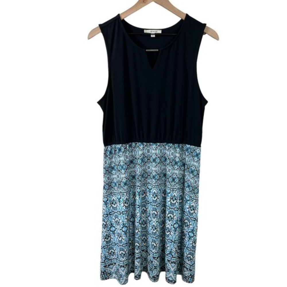 41 Hawthorn Womens Black Blue Paisley Sleeveless A Line Dress‎ Size Large
